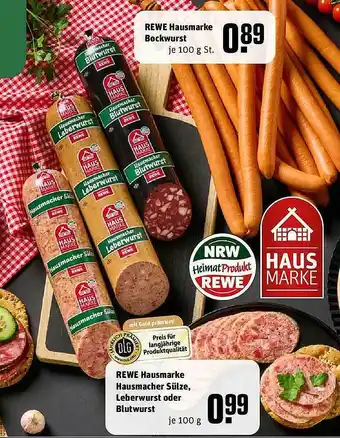 REWE Rewe hausmarke hausmacher sülze, leberwurst oder blutwurst rewe hausmarke bockwurst Angebot