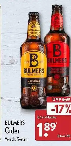 Aldi Nord Bulmers cider Angebot