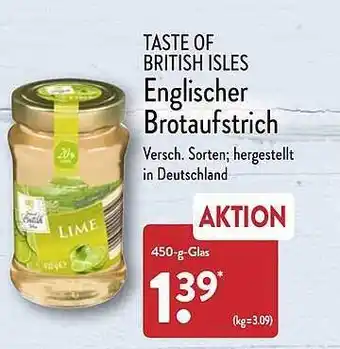 Aldi Nord Taste of british isles englischer brotaufstrich Angebot
