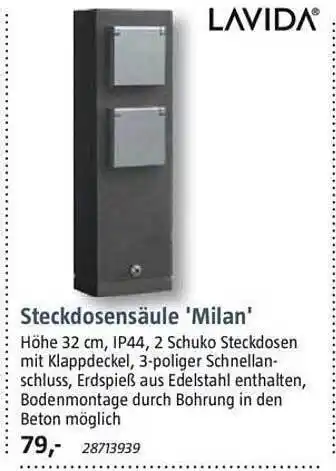 Bauhaus Steckdosensäule 'milan' lavida Angebot