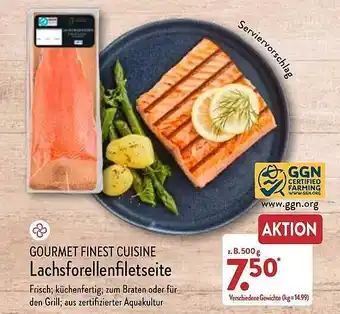 Aldi Nord Gourmet finest cuisine lachsforellenfiletseite Angebot