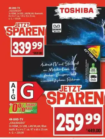 Marktkauf 4k-uhd-tv „55ua3d63dg” toshiba 4k-uhd-tv „43ua3d63dg” Angebot