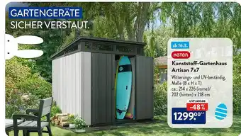 Aldi Süd Kunststoff-gartenhaus artisan 7x7 keter Angebot