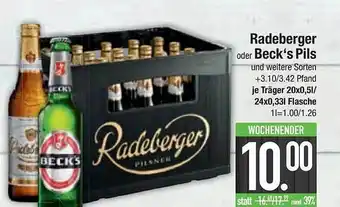 E-Center Radeberger oder beck's pils Angebot