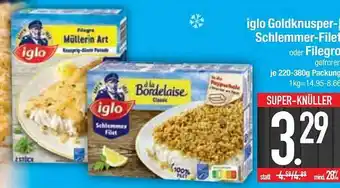 E-Center Iglo goldknusper-schlemmer-filet oder filegro Angebot