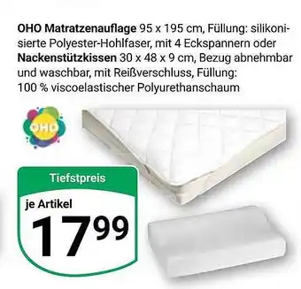 Globus Oho matratzenauflage 95 x 195 cm nackenstützkissen 30 x 48 x 9 cm Angebot