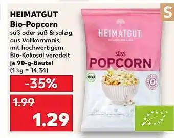 Kaufland Heimatgut bio-popcorn Angebot