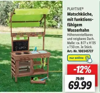 Lidl Playtive matschküche, mit funktions-fähigem wasserhahn Angebot