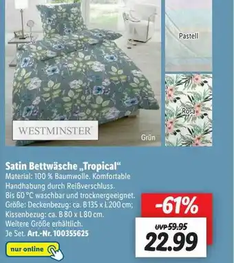 Lidl Satin bettwäsche „tropical” westminster Angebot