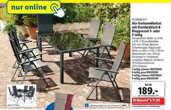 Lidl Florabest Alu Gartenmöbelset mit Standardtisch & Klappsessel 5 oder 7 teilig Angebot