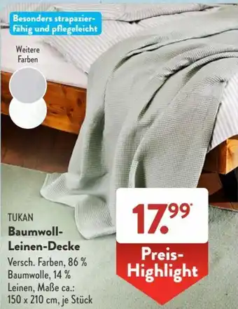 Aldi Süd Tukan Baumwoll Leinen Decke Angebot