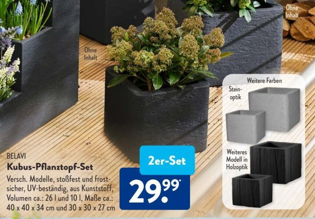 Belavi Kubus Pflanztopf Set 2er Set Angebot bei Aldi Sd
