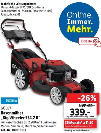 Lidl Güde Rasenmäher ,,Big Wheeler 554.2 R" Angebot