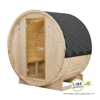 Netto Marken-Discount Artsauna fasssauna spitzbergen m - 2 personen, 3,6 kw ofen, zubehör - fichtenholz sauna ø 180x120 cm Angebot