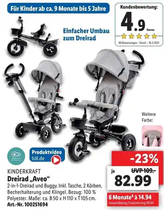 Lidl Kinderkraft Dreirad ,,Aveo" Angebot
