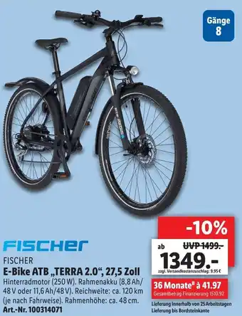 Lidl Fischer E-Bike ATB ,,Terra 2.0" 27,5 Zoll Angebot