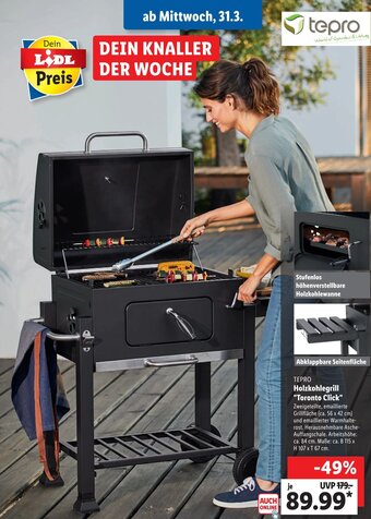 Lidl Tepro Holzkohlegrill ,,Toronto Click" Angebot