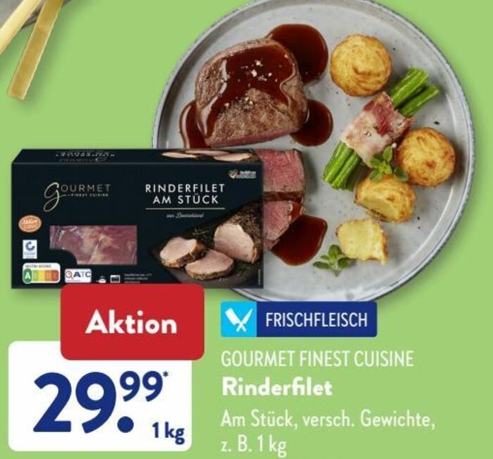 Gourmet Finest Cuisine Rinderfilet 1 kg Angebot bei Aldi Süd