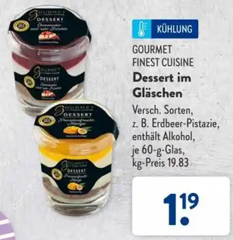 Aldi Süd Gourmet Finest Cuisine Dessert im Gläschen 60 g Glas Angebot