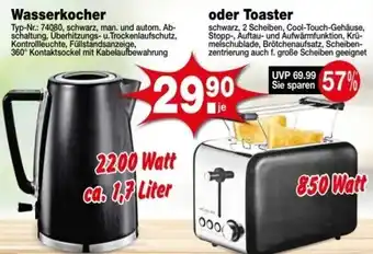 Krümet Sonderposten Wasserkocher 1,7 Liter oder Toaster 850 Watt Angebot