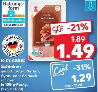 Kaufland K-Classic Schinken 100 g Packg. Angebot