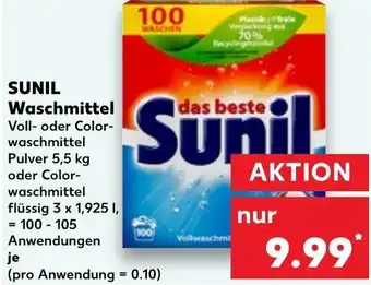 Kaufland Sunil Waschmittel 100-105 Anwendungen Angebot