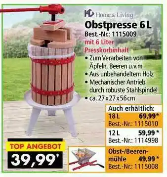 Norma24 Home & Living Obstpresse 6 L Angebot