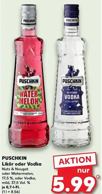 Kaufland Puschkin Likör oder Vodka 0,7 L-Fl. Angebot