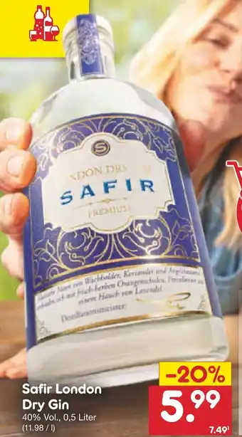 Netto Marken-Discount Safir London Dry Gin 0,5 Liter Angebot