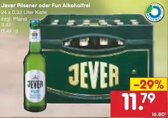 Netto Marken-Discount Jever Pilsener oder Fun Alkoholfrei 24x0,33 Liter Kiste Angebot