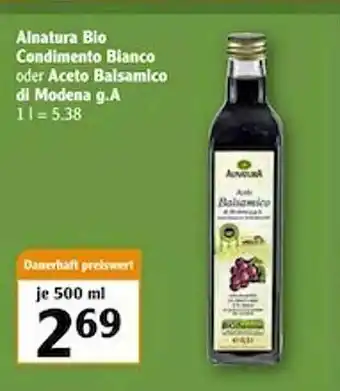 Globus Alnatura Bio Condimento Bianco Oder Aceto Balsamico Di Modena Ga Angebot