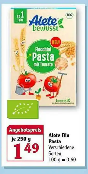 Globus Alete Bio Pasta Angebot