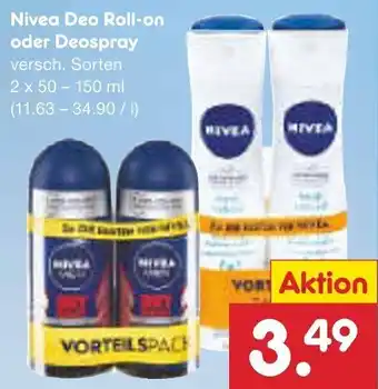 Netto Marken-Discount Nivea Deo Roll-on oder Deospray 2x50-150 ml Angebot