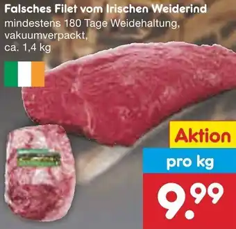 Netto Marken-Discount Falsches Filet vom Irischen Weiderind 1,4 kg Angebot