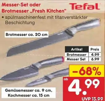 Netto Marken-Discount Tefal Messer Set oder Brotmesser Fresh Kitchen Angebot