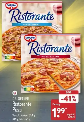 Aldi Nord Dr. Oetker Ristorante Pizza 320 g, 345 g oder 355 g Angebot