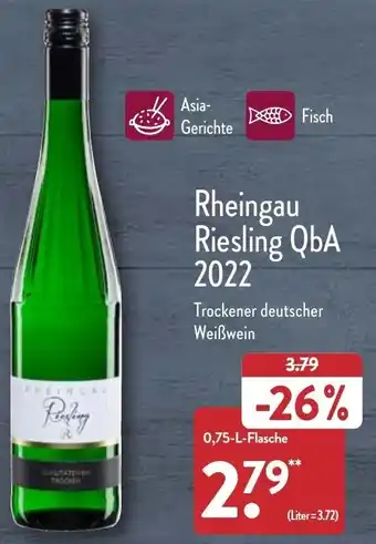 Aldi Nord Rheingau Riesling QbA 2022, 0,75 L Flasche Angebot