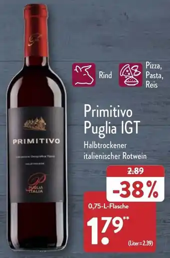 Aldi Nord Primitivo Puglia IGT 0,75 L-Flasche Angebot