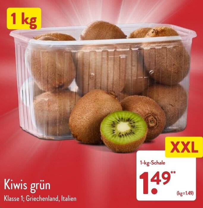 Kiwis grün 1 kg Schale Angebot bei Aldi Nord