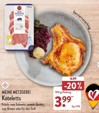 Aldi Nord Meine Metzgerei Koteletts 700 g Packung Angebot