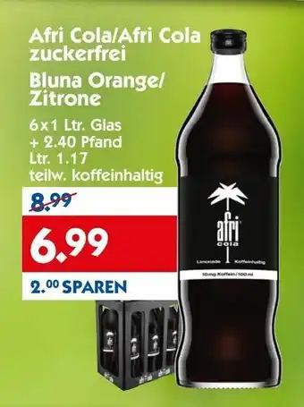 Hol'ab Getränkemarkt Afri Cola/Afri Cola zuckerfrei, Bluna Orange/Zitrone 6x1L Angebot