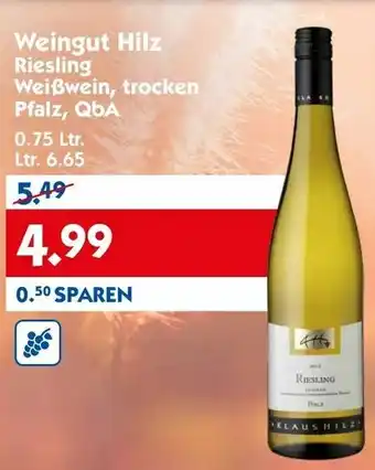 Hol'ab Getränkemarkt Weingut Hilz Riesling Weißwein, trocken Pfalz QbA 0,75L Angebot