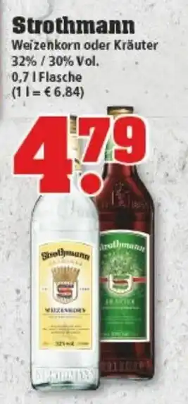 trinkgut Strothmann Weizenkorn oder Kräuter 0,7L Angebot