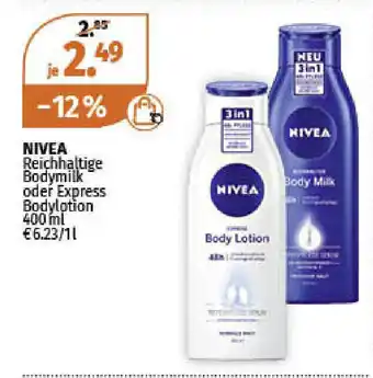 Müller Nivea Reichhaltige Bodymilk oder Express Bodylotion 400ml Angebot