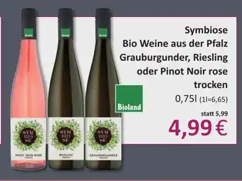 Aktiv Irma Symbiose Bio Weine aus der Pfalz Grauburgunder, Riesling oder Pinot Noir rose trocken 0,75L Angebot