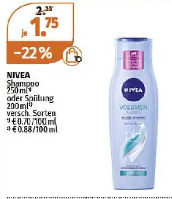 Müller Nivea Shampoo 250ml oder Spülung 200ml Angebot