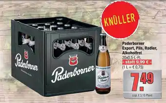 alldrink Paderborner export, pils, radler alkoholfrei Angebot