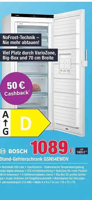 Electroplus Bosch stand-gefrieschrank gsn54ewdv Angebot