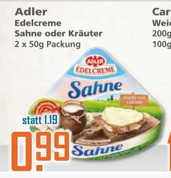 Klaas und Kock Adler Edelcreme Sahne oder Kräuter 2x50g Angebot