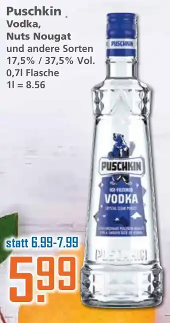 Klaas und Kock Puschkin Vodka, Nuts Nougat 0,7L Angebot